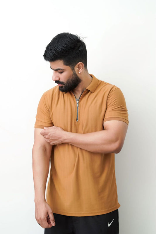 Zipper Textured Slim fit Polo
