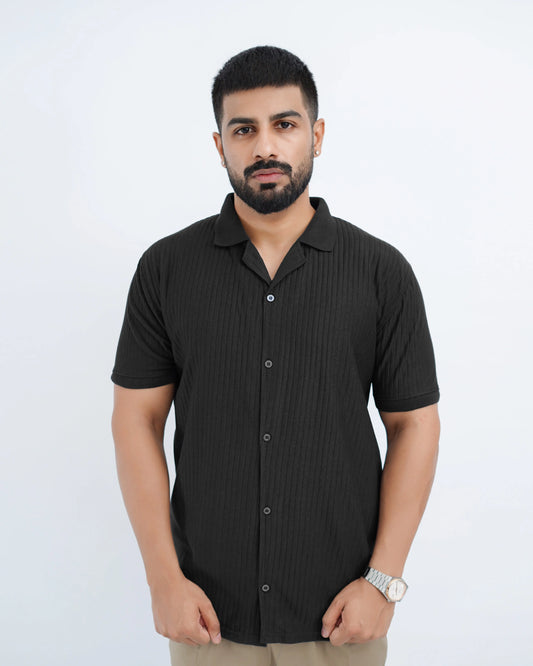 Coat Collar Drop Needle Knit Full Button Polo