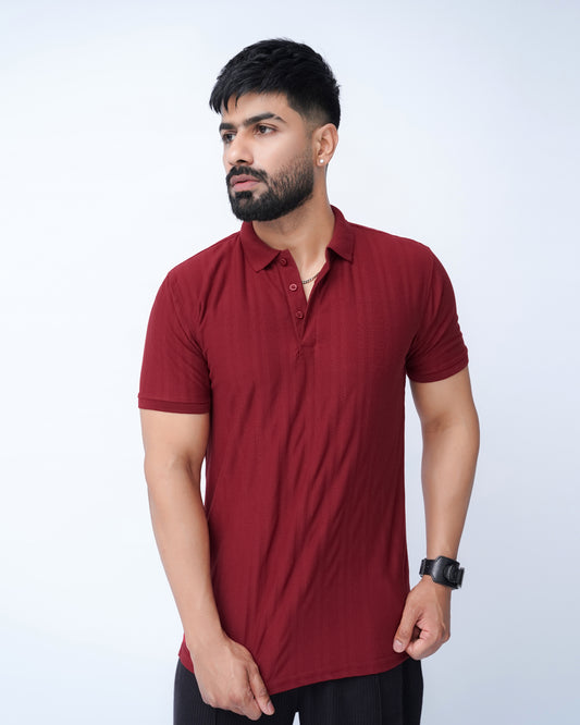 Vertical Textured Slim fit Polo
