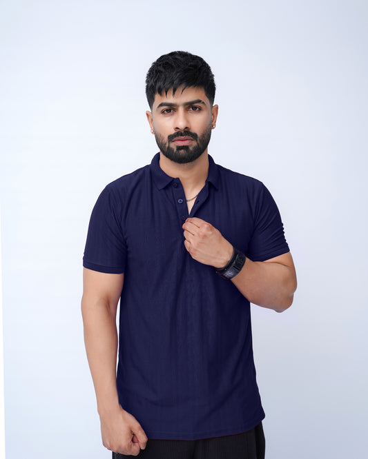 Vertical Textured Slim fit Polo
