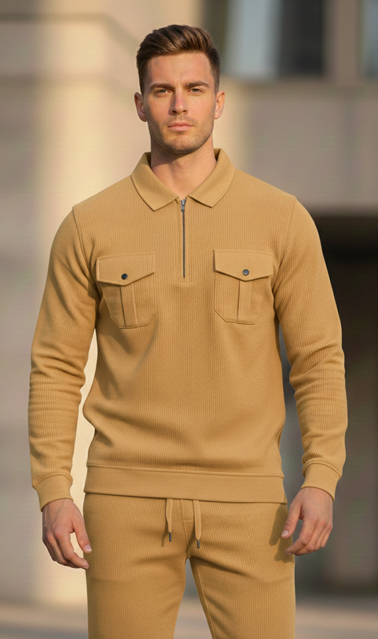Premium Textured Zip Polo Tracksuit