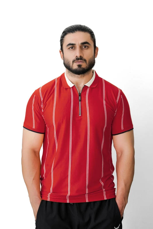 Vibrant Vertical Stripe Polo for Men