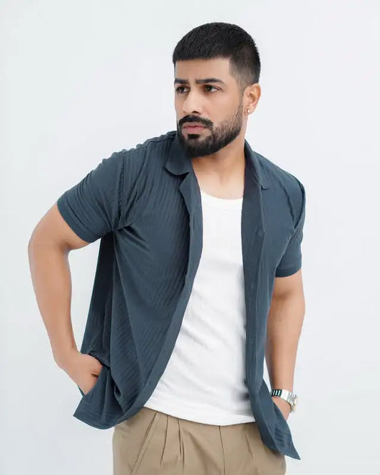 Coat Collar Drop Needle Knit Full Button Polo