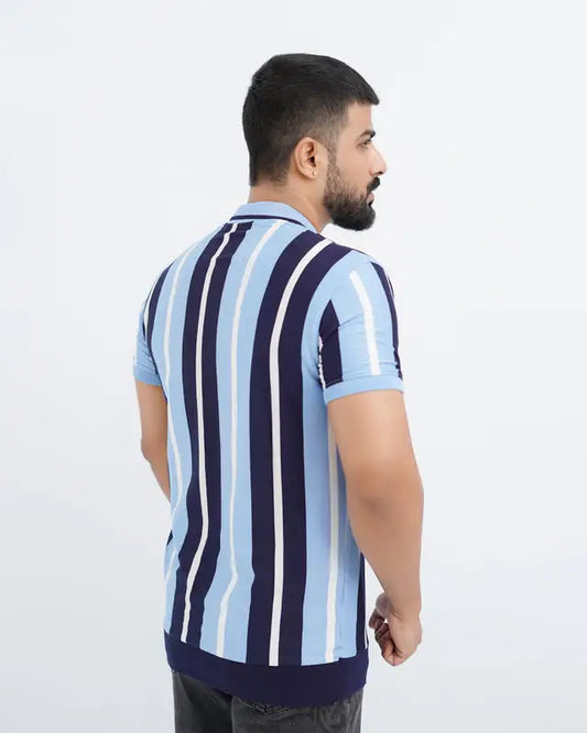 Old Money Striper Zipper Polo – Yarn Dyed Vertical Stripe