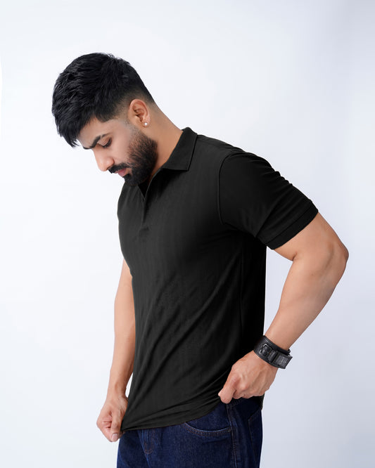 Vertical Textured Slim fit Polo