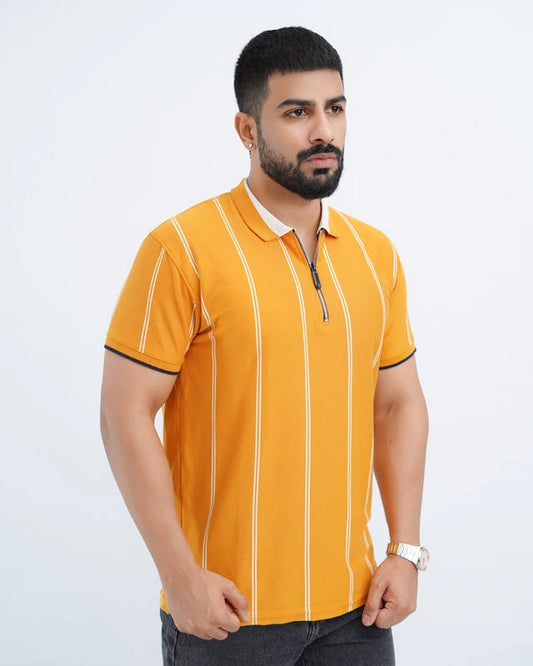 Vibrant Vertical Stripe Polo for Men