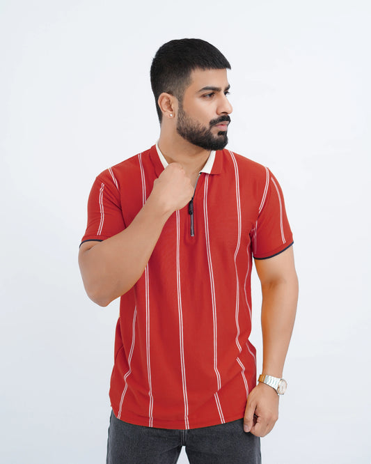 Vibrant Vertical Stripe Polo for Men