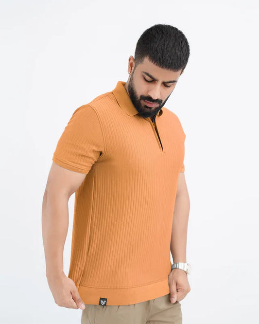 Old Money Textured Zipper Polo – Drop Needle PQ Knit