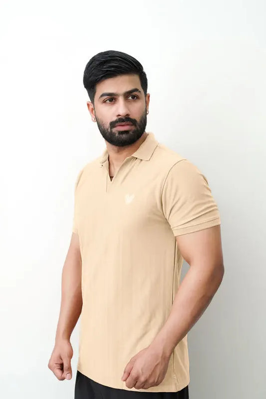 VogueX Logo Ribbed Placket Polo