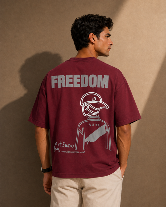 Freedom Aura maroon graphic tee back