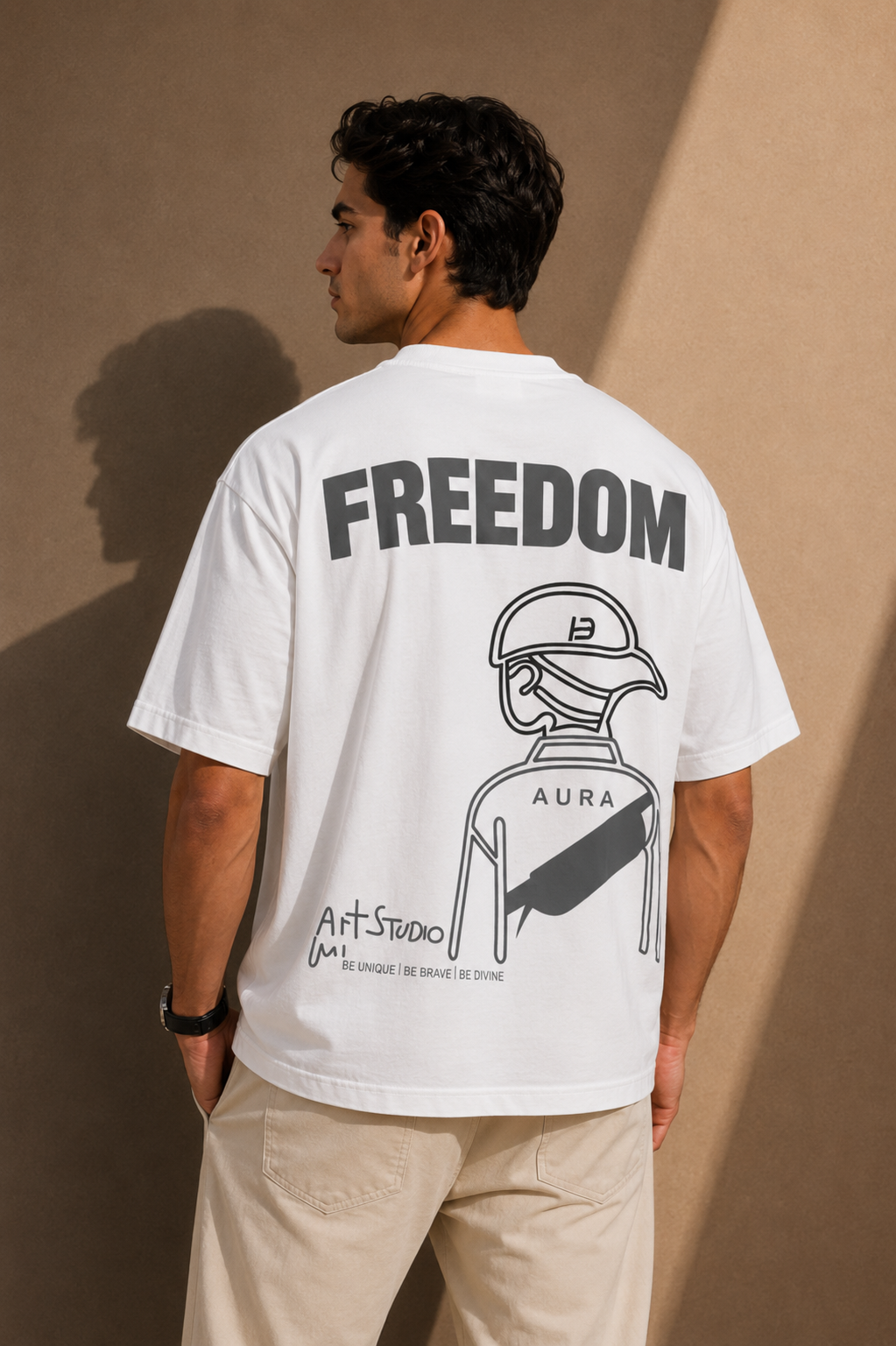 Freedom Aura white graphic tee back